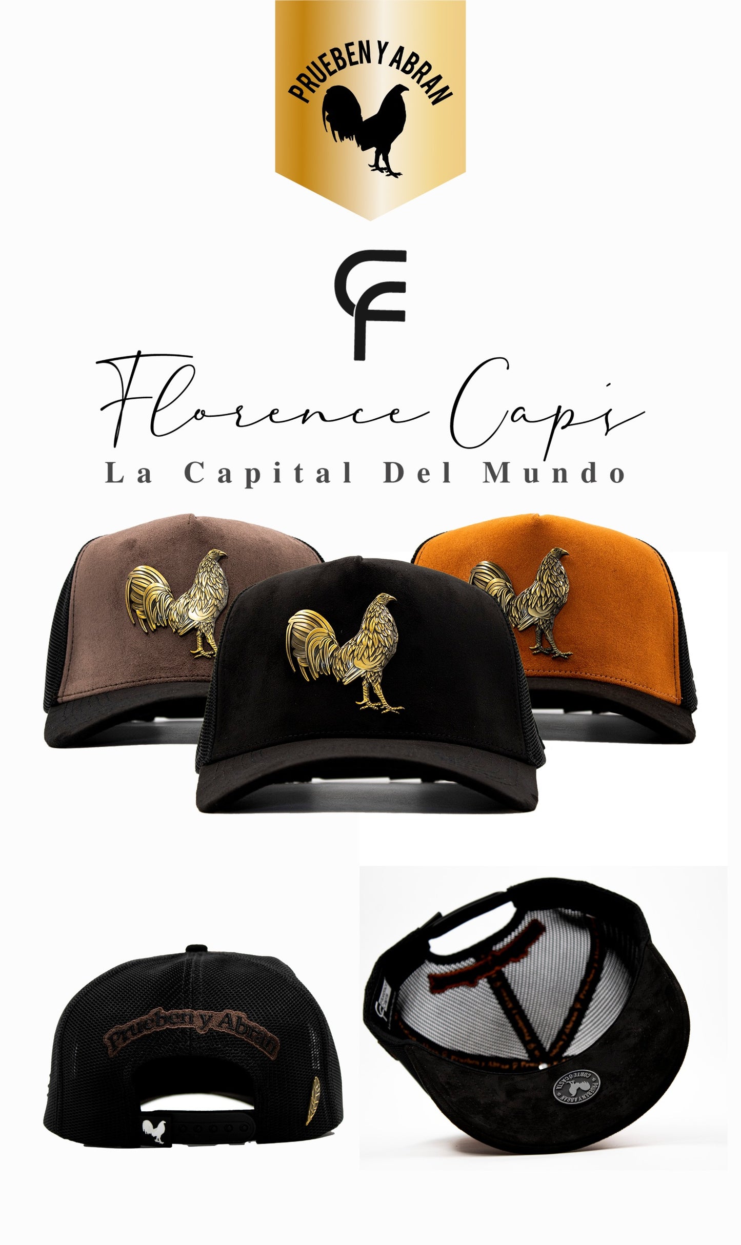 A A A Prueben y Abran. Nueva Edición Gallos. Gorra Gamuza negra