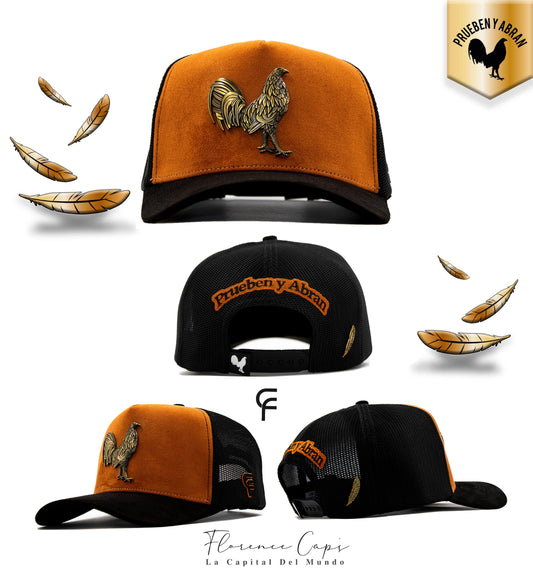 A A A Prueben Y Abran. Nueva Edición Gallos. Gorra gamuza naranja